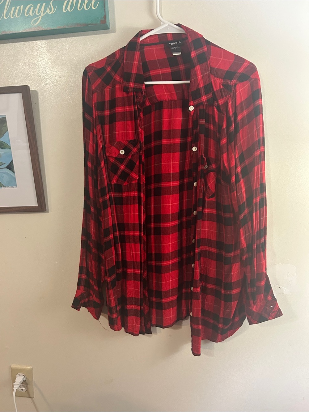 torrid Red & Black Plaid Button-Down Shirt
